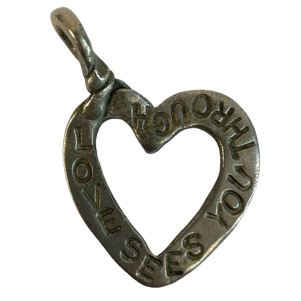 HANDMADE CHARM HEART NECKLACE HANDCRAFTED JEWELRY LOVE‎ SEES YOU THROUGH A14Q